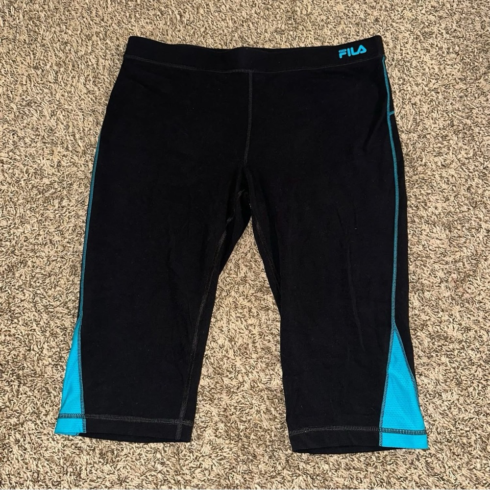 Fila Black Capris with Blue Trim